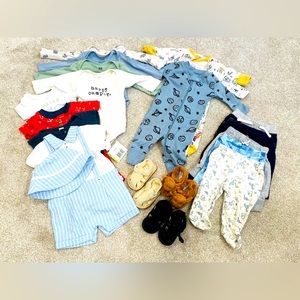 Unisex baby clothes and shoes bundle 20 items 0-3 months- various brands